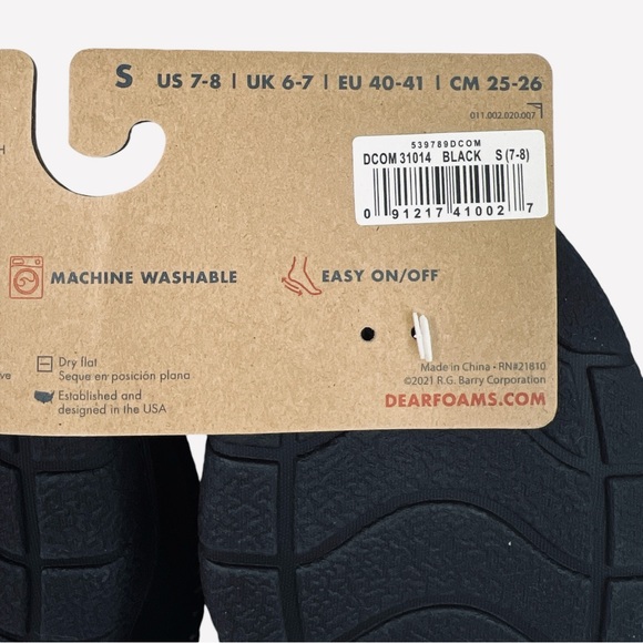 Dearfoams Thompson Memory Foam Indoor Outdoor Clog Slipper Black Size S (7-8) - Picture 8 of 9